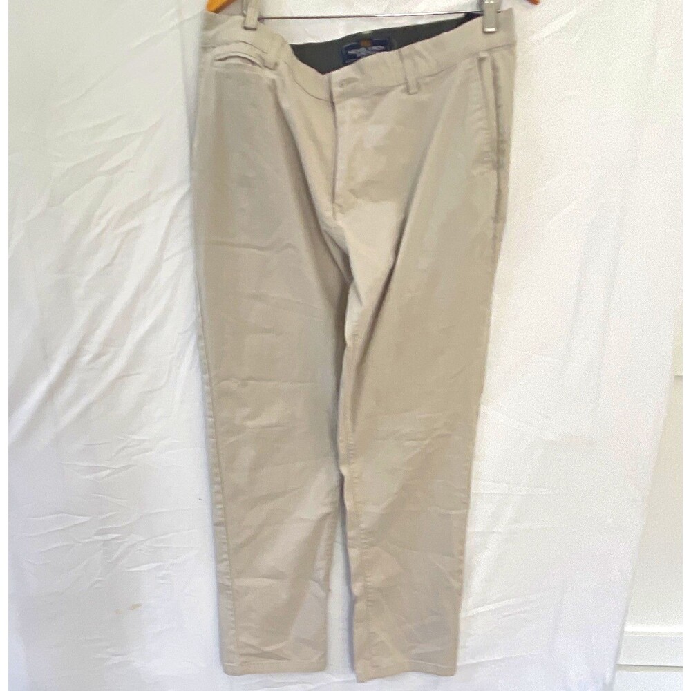 Nickel & Iron Stretch Beige Solid Chino Pants Men’s Regular Size 36 Flat Front